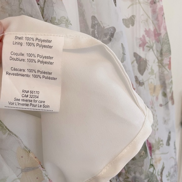 Flowy garden floral organza gown with ruffles and butterflies - Picture 9 of 10